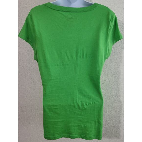 Disney Green Mickey Mouse Peace Love Flower Shirt XL Short Sleeves Boho - Picture 3 of 4